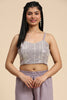 Majestic Lavender Georgette Reception Wear Palazzo Top With Shrug