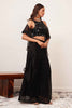 Lovely Black Embroidered Georgette Crop Top Palazzo With Dupatta