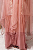 Ravishing Peach Crepe Embroidered Party Wear Palazzo Top With Shrug