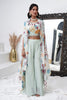 Attractive Aqua Blue Georgette Crop Top Palazzo With Shrug