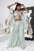 Attractive Aqua Blue Georgette Crop Top Palazzo With Shrug