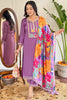 Shocking Purple Thread Embroidered Viscose Straight Suit With Dupatta