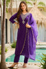 Astonishing Purple Embroidered Rayon Festival Wear Straight Suit With Dupatta