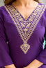 Astonishing Purple Embroidered Rayon Festival Wear Straight Suit With Dupatta