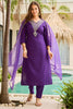 Astonishing Purple Embroidered Rayon Festival Wear Straight Suit With Dupatta
