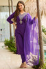 Astonishing Purple Embroidered Rayon Festival Wear Straight Suit With Dupatta