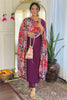 Marvelous Purple Thread Embroidered Chanderi Event Wear Pant Suit