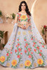 Astonishing Grey Sequins Georgette Wedding Lehenga Choli With Dupatta