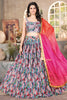 Pretty Multi-Color Digital Printed Organza Lehenga Choli With Dupatta