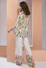 Tantalizing White Floral Printed Muslin Silk Office Wear Co-Ord Set