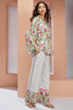 Tantalizing White Floral Printed Muslin Silk Office Wear Co-Ord Set