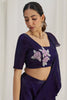 Winsome Wine Organza Pre-Stitched Ruffle Saree With Hand Work Blouse