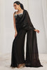 Glamorous Black Organza Party Wear Saree With Corset Blouse