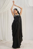 Glamorous Black Organza Party Wear Saree With Corset Blouse