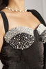 Glamorous Black Organza Party Wear Saree With Corset Blouse
