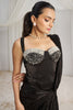 Glamorous Black Organza Party Wear Saree With Corset Blouse