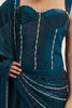 Beautiful Navy-Blue Organza Ready To Wear Saree With Corset Blouse