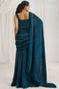 Beautiful Navy-Blue Organza Ready To Wear Saree With Corset Blouse