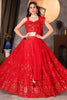 Stunning Red Sequins Georgette Wedding Wear Lehenga Choli With Dupatta