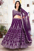 Wonderful Purple Sequins Georgette Wedding Lehenga Choli With Dupatta