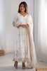Wonderful Off-White Sequins Chinon Festival Wear Anarkali Suit