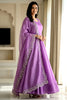 Amazing Purple Zari Embroidered Silk Reception Wear Gown With Dupatta