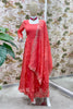 Bewitching Red Zari Embroidered Silk Festival Wear Gown With Dupatta