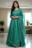 Spectacular Teal Green Sequins Embroidered Silk Gown With Dupatta