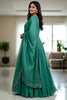 Spectacular Teal Green Sequins Embroidered Silk Gown With Dupatta