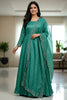 Spectacular Teal Green Sequins Embroidered Silk Gown With Dupatta