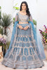 Pretty Sky-Blue Sequins Net Reception Wear Lehenga Choli With Dupatta