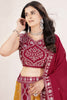 Lavish Red & Yellow Embroidery Silk Wedding Lehenga Choli With Dupatta