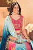 Wonderful Multi-Color Zari Embroidered Chinon Wedding Lehenga Choli
