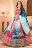 Wonderful Multi-Color Zari Embroidered Chinon Wedding Lehenga Choli