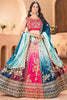 Wonderful Multi-Color Zari Embroidered Chinon Wedding Lehenga Choli