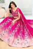 Precious Hot Pink Sequins Chinon Wedding Lehenga Choli