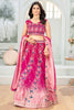 Precious Hot Pink Sequins Chinon Wedding Lehenga Choli