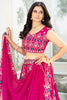 Precious Hot Pink Sequins Chinon Wedding Lehenga Choli