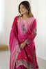 Adorable Pink Sequins Chinon Reception Wear Sharara Suit With Dupatta