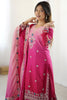 Adorable Pink Sequins Chinon Reception Wear Sharara Suit With Dupatta