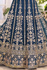 Superb Teal Blue Net Embroidered Engagement Wear Lehenga Choli