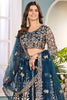 Superb Teal Blue Net Embroidered Engagement Wear Lehenga Choli