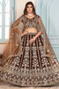 Incredible Brown Embroidered Wedding Wear Lehenga Choli With Dupatta