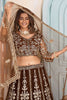Incredible Brown Embroidered Wedding Wear Lehenga Choli With Dupatta
