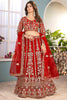 Mesmerizing Red Sequins Net Bridal Lehenga Choli With Dupatta