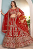 Mesmerizing Red Sequins Net Bridal Lehenga Choli With Dupatta