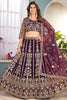 Artistic Wine Sequins Net Reception Wear Lehenga Choli With Dupatta