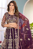 Artistic Wine Sequins Net Reception Wear Lehenga Choli With Dupatta