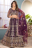 Artistic Wine Sequins Net Reception Wear Lehenga Choli With Dupatta