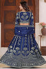 Pretty Blue Embroidered Chinon Designer Lehenga Choli With Dupatta